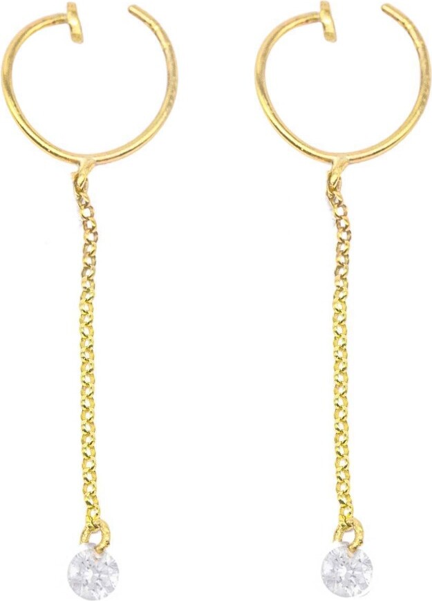 Lily Flo Jewellery Naked Diamond Chain Huggie Hoop Earrings Shopstyle