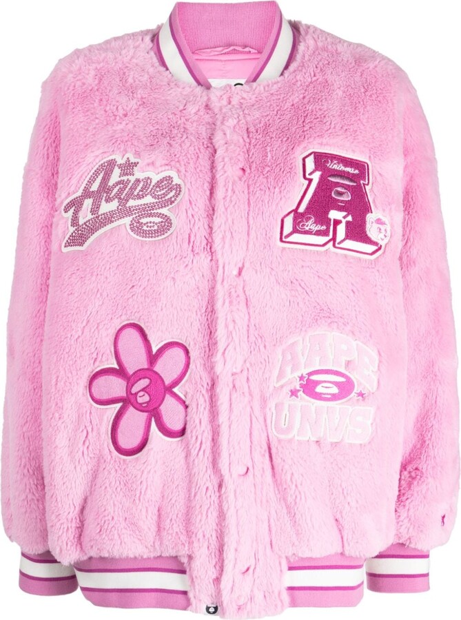 factory direct sales AAPE BY A BATHING APE Appliqu Detail Faux Fur