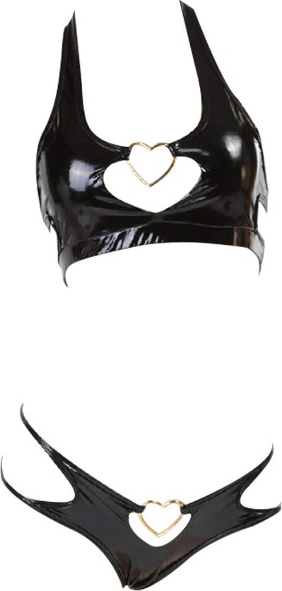 YOMORIO Womens Anime Bikini Swimsuit Two Piece Devil Costumes Sexy Leather Lingerie Outfit