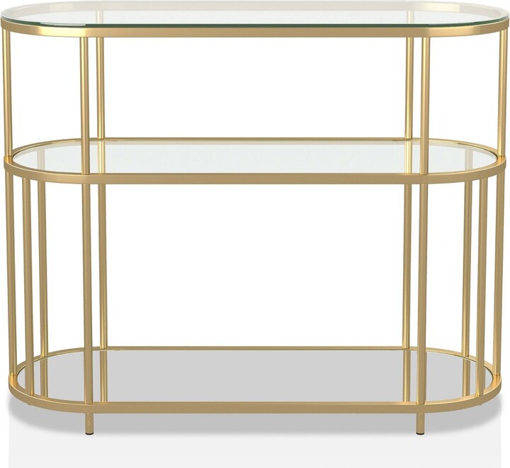 Invergarry Mirrored And Tempered Glass Sofa Table Gold MiBasics