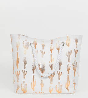 South Beach Exclusive rose gold cactus print beach bag
