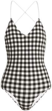 Hilary Duff Solid and Striped Gingham Swimsuit | POPSUGAR Fashion
