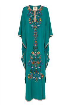 Hillary Clinton Blue Caftan Dress at a Wedding | POPSUGAR Fashion