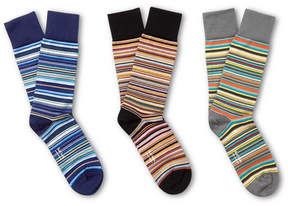 Paul Smith Three-Pack Striped Stretch Cotton-Blend Socks