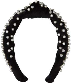 Lele Sadoughi Pearl-Embellished Velvet Headband