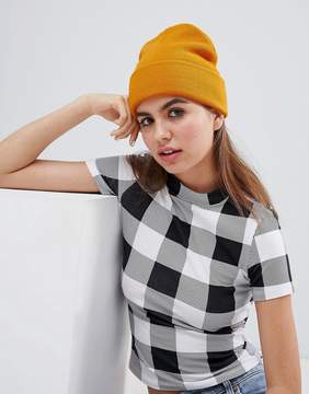 Monki Beanie Hat In Yellow