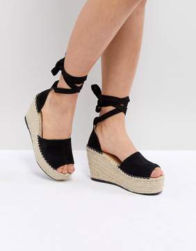 Black Espadrille Wedge Sandals