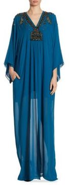 Hillary Clinton Blue Caftan Dress at a Wedding | POPSUGAR Fashion