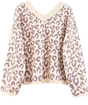 Goodnight Macaroon ‘Louisa’ V-Neck Leopard Print Sweater