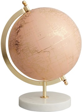 Blush Globe on Marble Stand