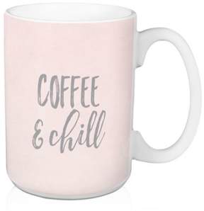Designs Direct “Coffee and Chill” 15 oz. Coffee Mug in Pink