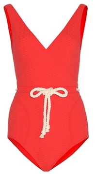 Olivia Palermo Wears Red One-Piece Swimsuit | POPSUGAR Fashion
