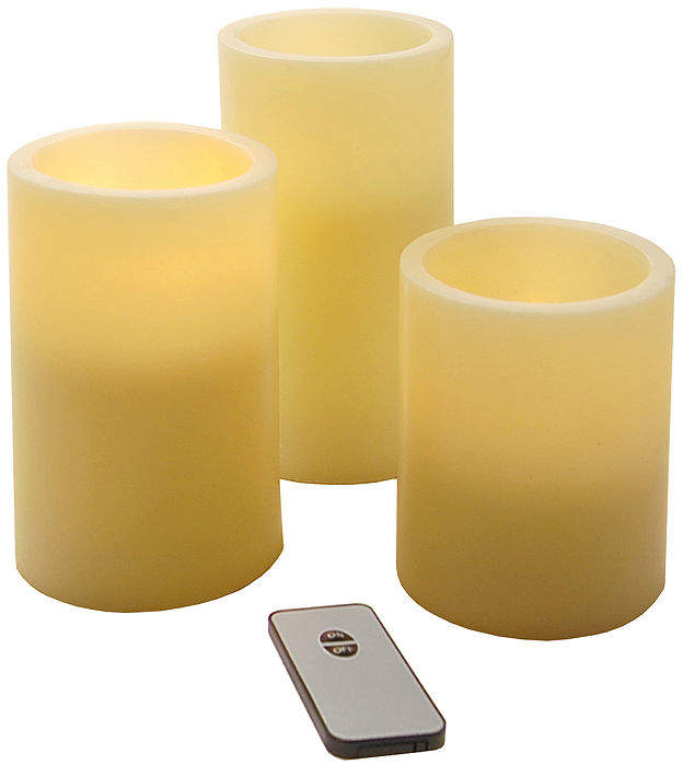 Battery Operated LED Candles with Remote Control- Round (Set of 3)