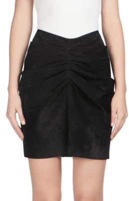 Suede Ruched Mini Skirt