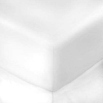 400-Thread-Count 39-Inch x 75-Inch with 3-Inch Deep-Pocket Cotton Sateen Twin Fitted Sheet in White