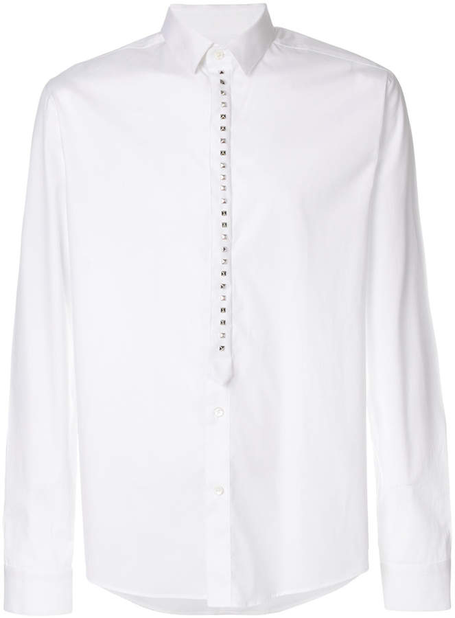 stud-placket fitted shirt