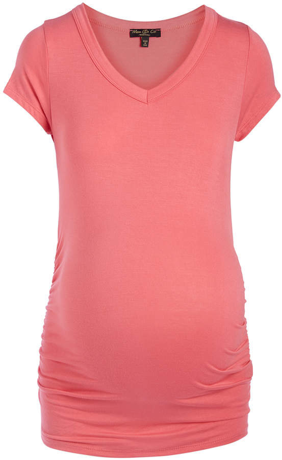 Bright Fuchsia Cinch V-Neck Maternity Tee