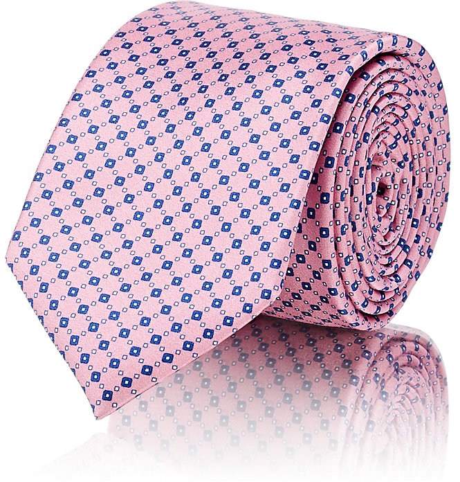 Men's Square-Print Silk Satin Necktie