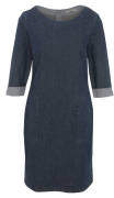 Freizeitkleid, 3/4-Arm, Jeans-Look, Reißverschluss