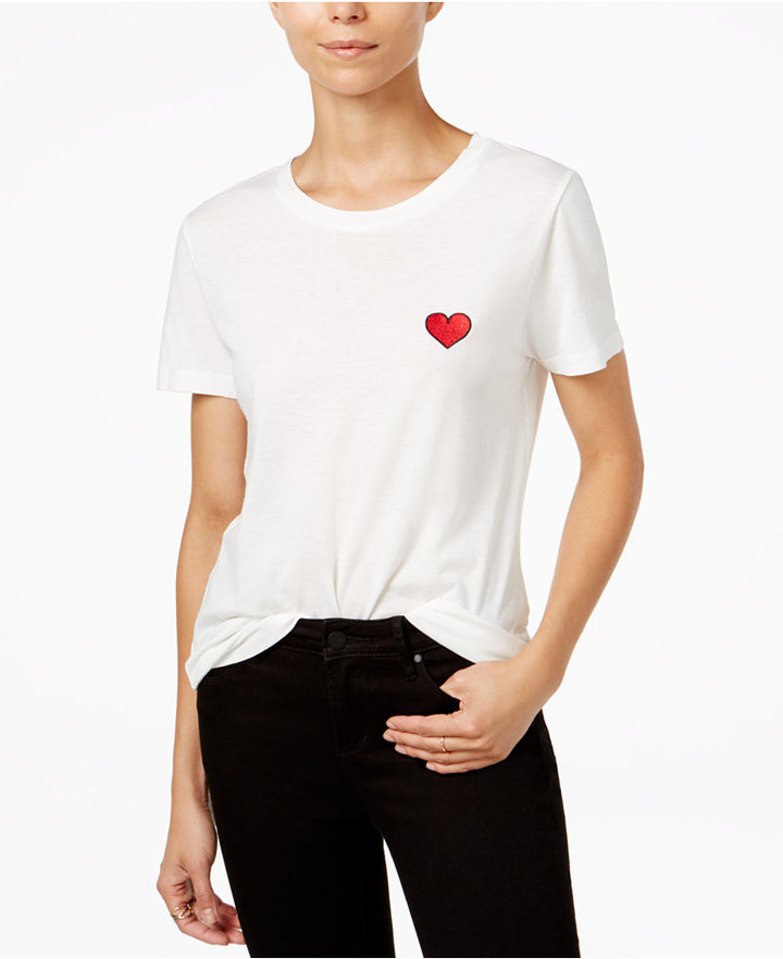 Cotton Heart Embroidered T-Shirt
