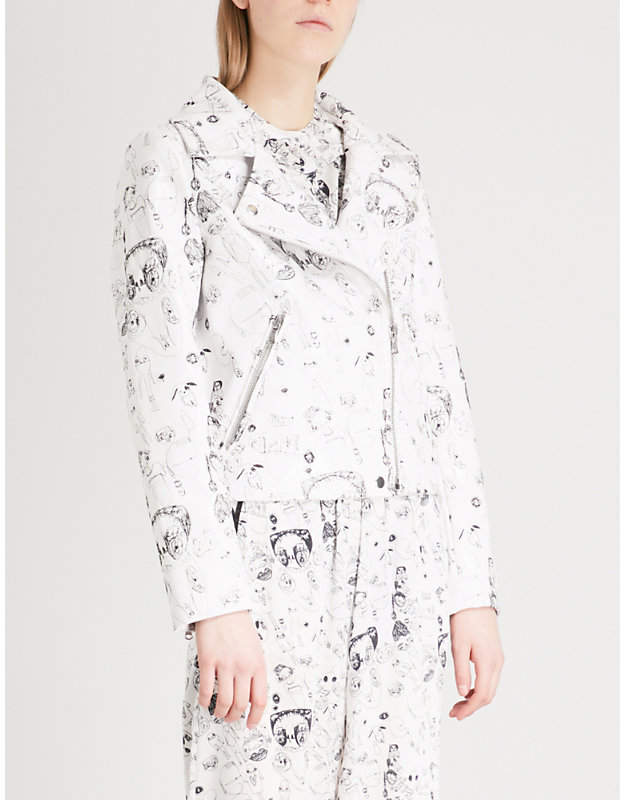 Shrimps Thistle embroidered faux-leather jacket