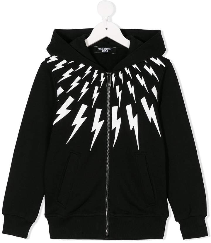 Neil Barrett Kids lightning bolt print zip hoodie