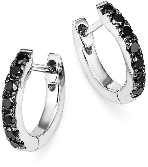 Black Diamond Mini Hoop Earrings in 14K White Gold, 0.20 ct. t.w. - 100% Exclusive