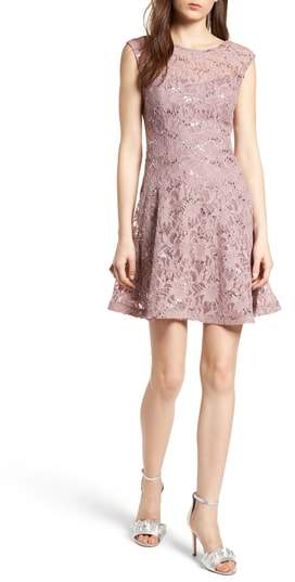 Sequin Lace Fit & Flare Dress