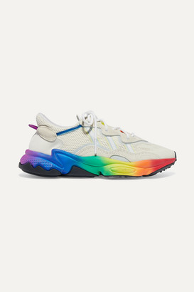 adidas Ozweego Pride Suede-trimmed Mesh Sneakers - White adidas Ozweego Pride Suede-trimmed Mesh Sneakers - White