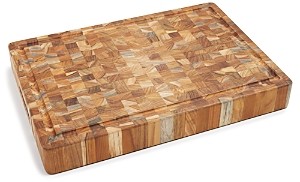 Teakhaus By Proteak Teakhaus by Proteak Butcher Block Rectangle End-Grain Cutting Board with Hand Grip and Juice Canal