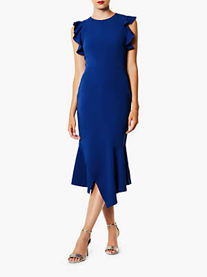 Ruffle Detail Midi Dress, Blue