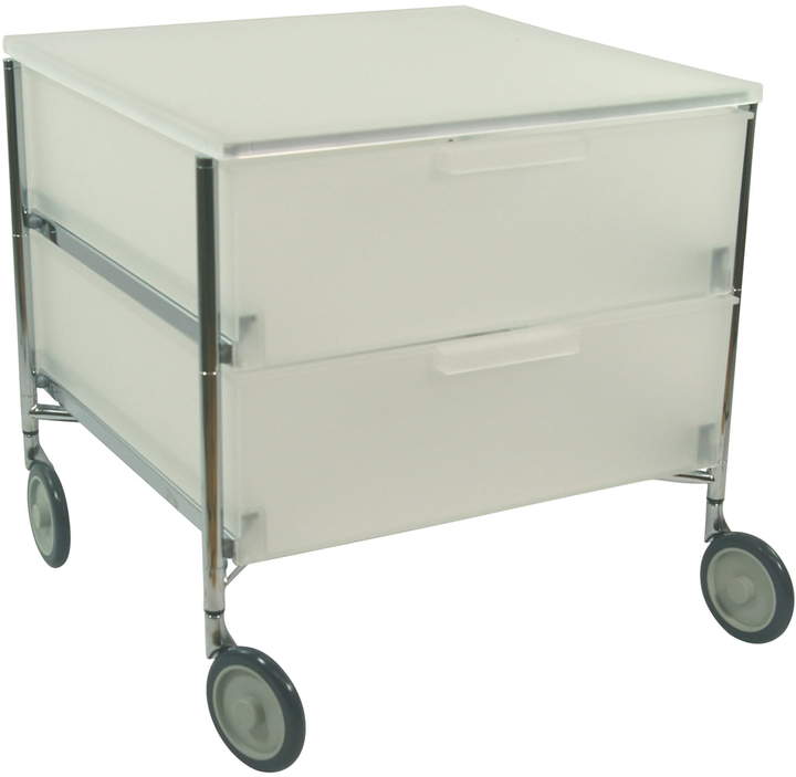 Mobil Container - mit Rollen, 2 Schubladen, eisfarben