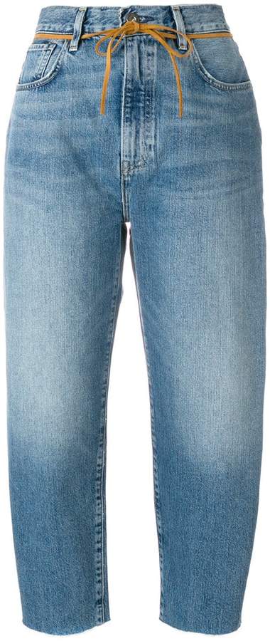 Made & Crafted 'Barrel' Cropped-Jeans mit Gürtel