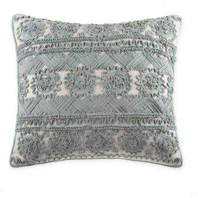 Rope Embroidered Square Throw Pillow in Spa