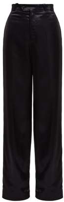 Acne Studios Tamilo Wide Leg Satin Trousers - Womens - Navy