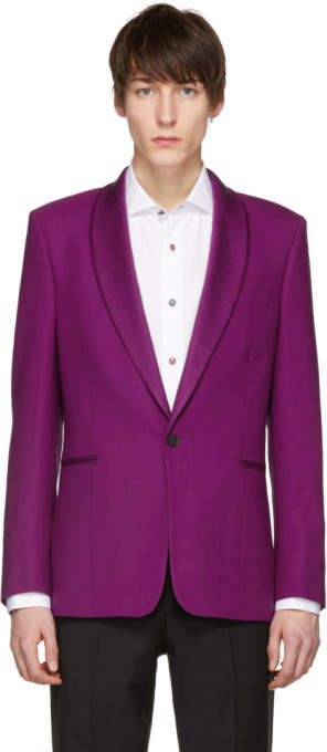 Purple Shawl Lapel Blazer