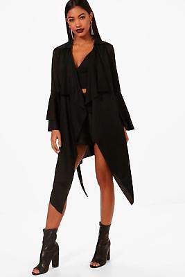 Poppy und ausgestellten Ärmeln Jacke mit Wasserfallrevers