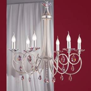 6-fl. Kronleuchter VIOLETTA silber