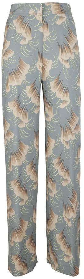 Printed High-rise Creeped Trousers
