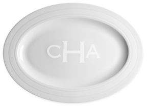 Personalized Cambridge Stripe Oval Platter