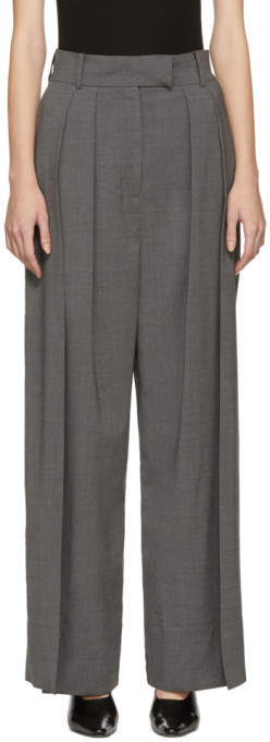 Grey Double Pleated Trousers