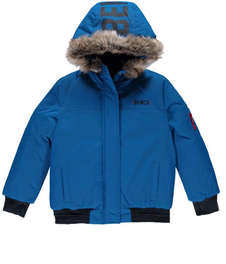 Boys Hooded Faux-Fur Bomber