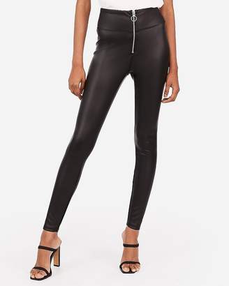 Express High Waisted (Minus The) Leather Zip Front Scuba Leggings