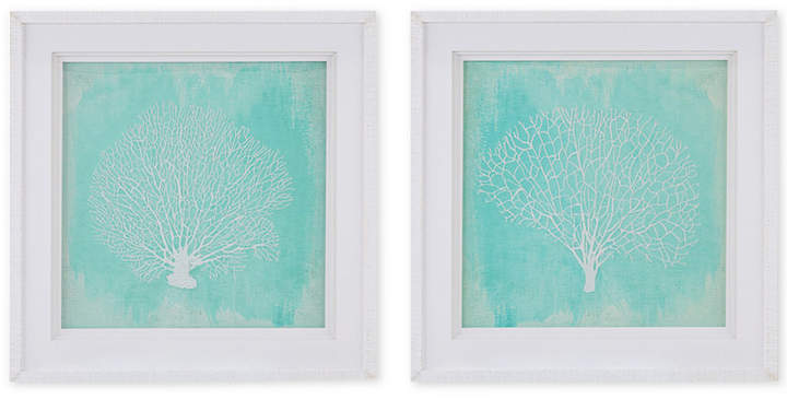 Jla Home Harbor House Embroidered Coral 2-Pc. Framed Wall Art Set