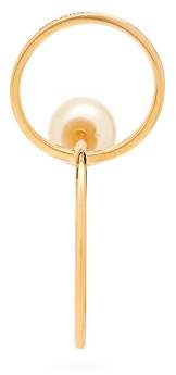 Yellow-gold & pearl twin-hoop earring