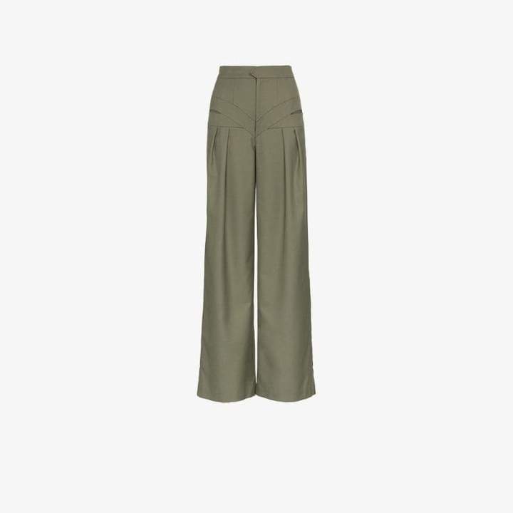 Situationist high-waisted cut out wool trousers
