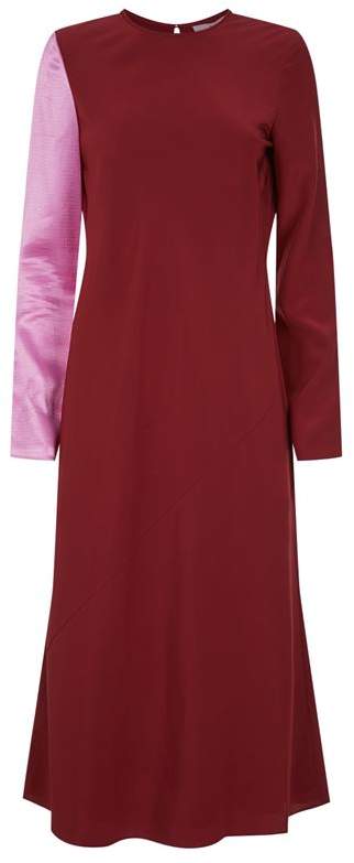 Colour Block Silk Midi Dress