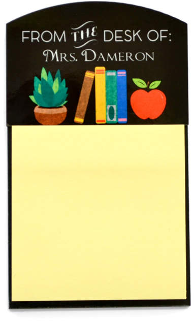 Plant & Books Personalized Teacher Sticky Note Holder