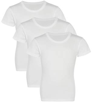 Boy Short Sleeve T-Shirt Vest, Pack of 3, White