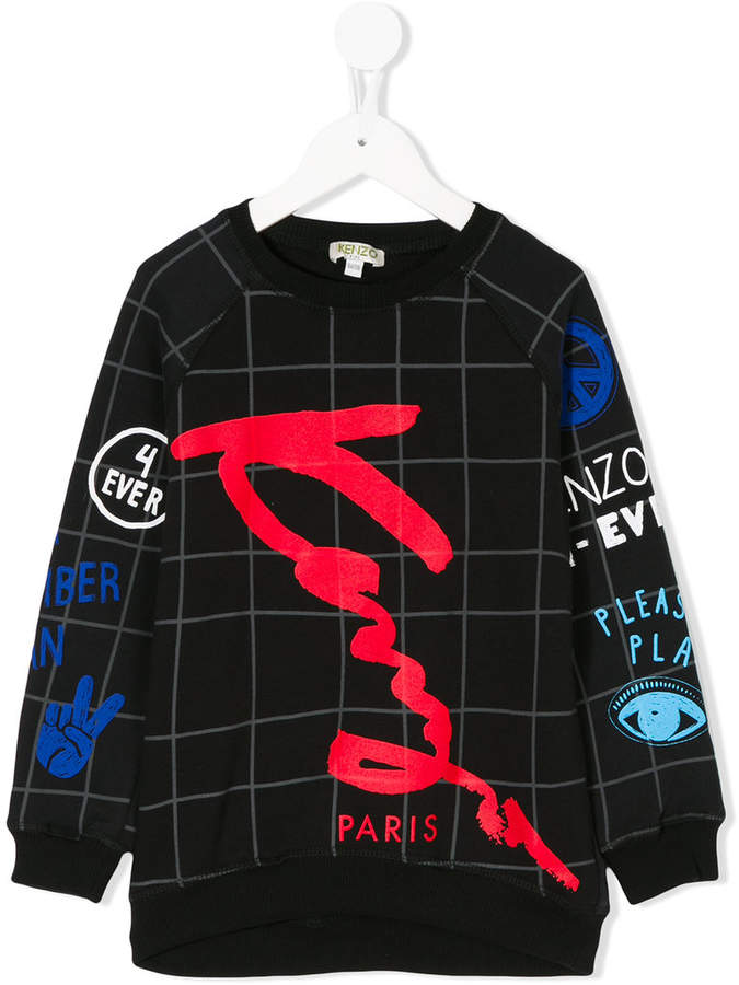 logo grid print sweatshirt